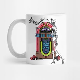 Skeleton at the Jukebox Music Forever Even in Death (color version) Mug